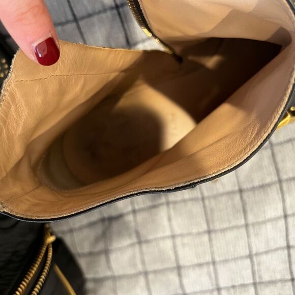 Chloé Susanna 30mm studded ankle buckle zipper leather boots black gold 38.5 - Picture 6 of 10